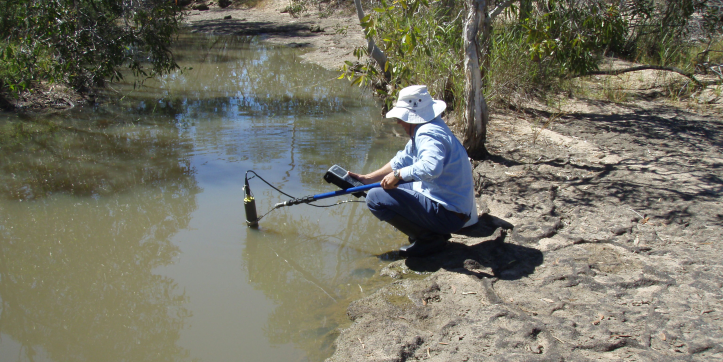 Sampling water in the rivers