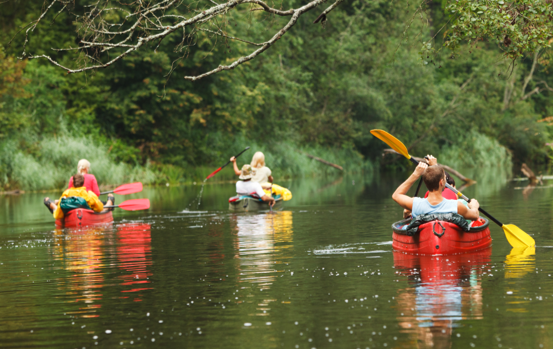 People canoeing on the river